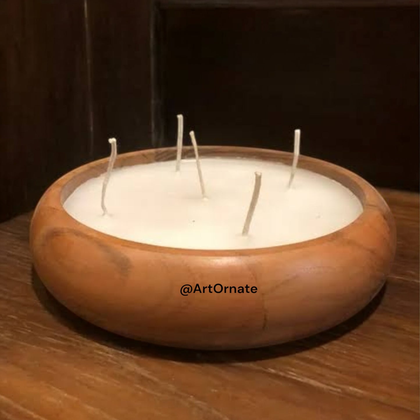 Natural Wooden Candle Bowl- Curved Round – Handmade Rustic Bowl for Pearl sand, Soy, Beeswax & Paraffin Candle Making
