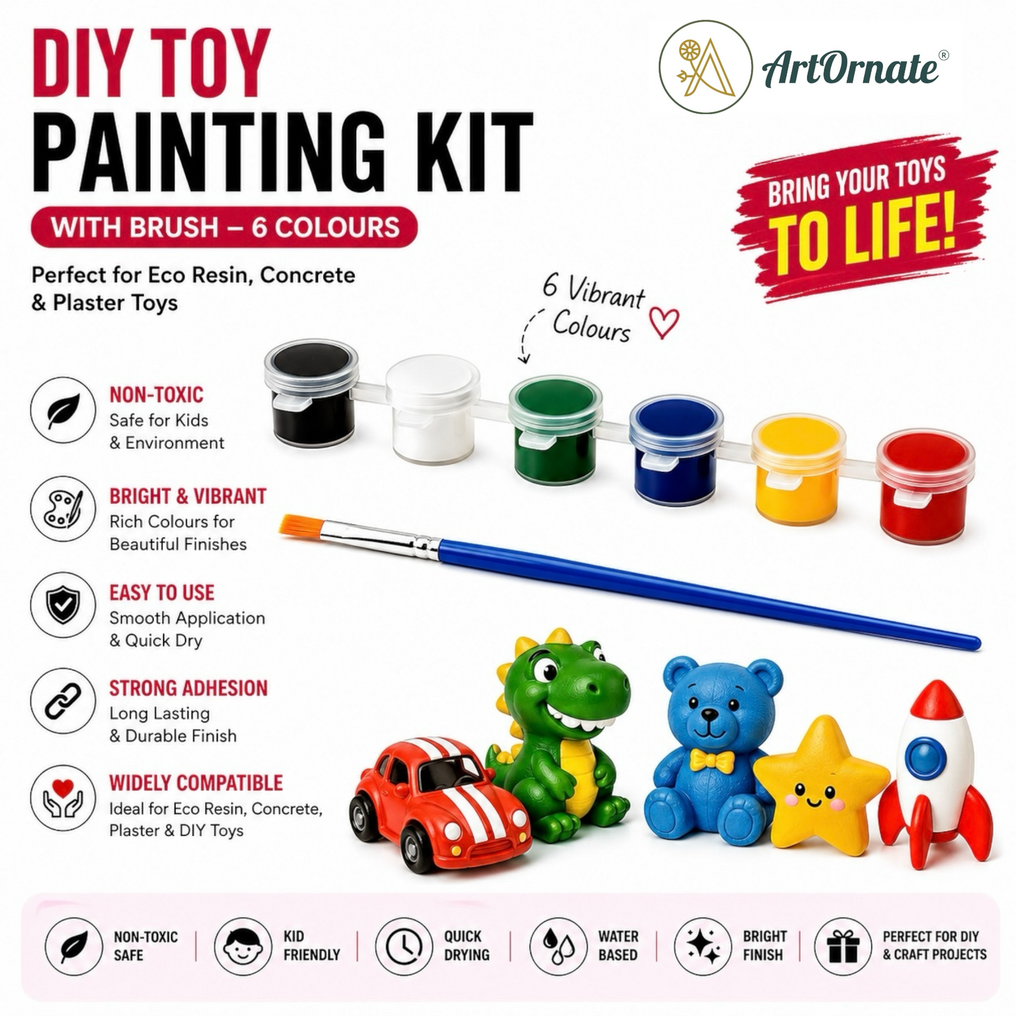 Kids DIY Toy Painting Kit with Brush