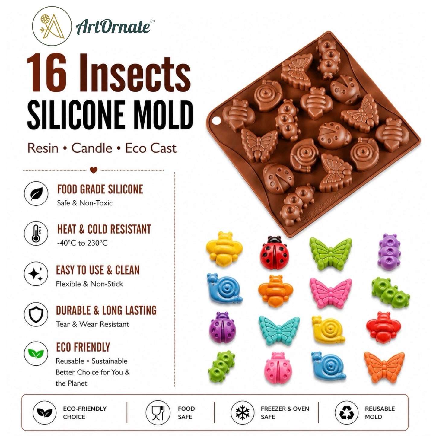 16 Insects Silicone Mould
