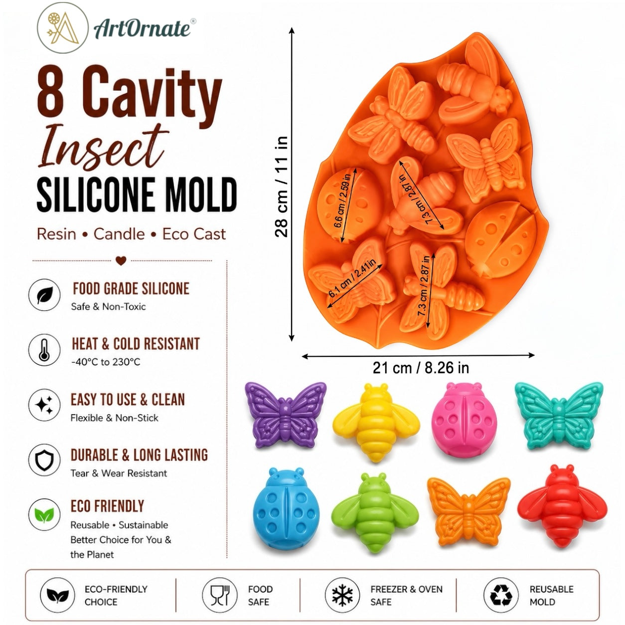 8 Cavity Insects Silicone Mould