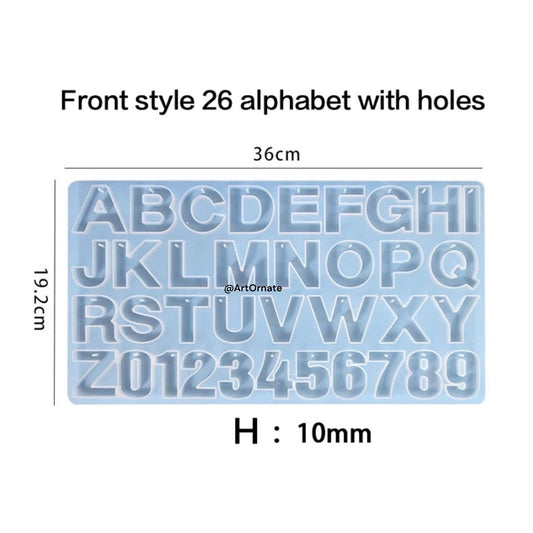 Front Pouring Alphabet Silicone Mould with holes