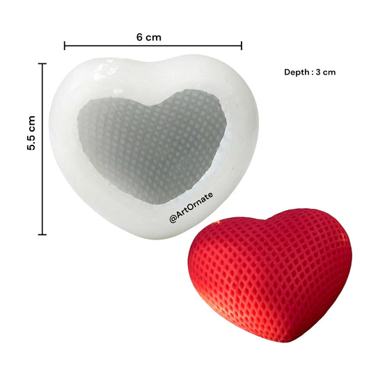 Textured Heart Candle Silicone Mould with Honeycomb Pattern for DIY Candle Making – High-Quality Silicone Raw Material by ArtOrnate India