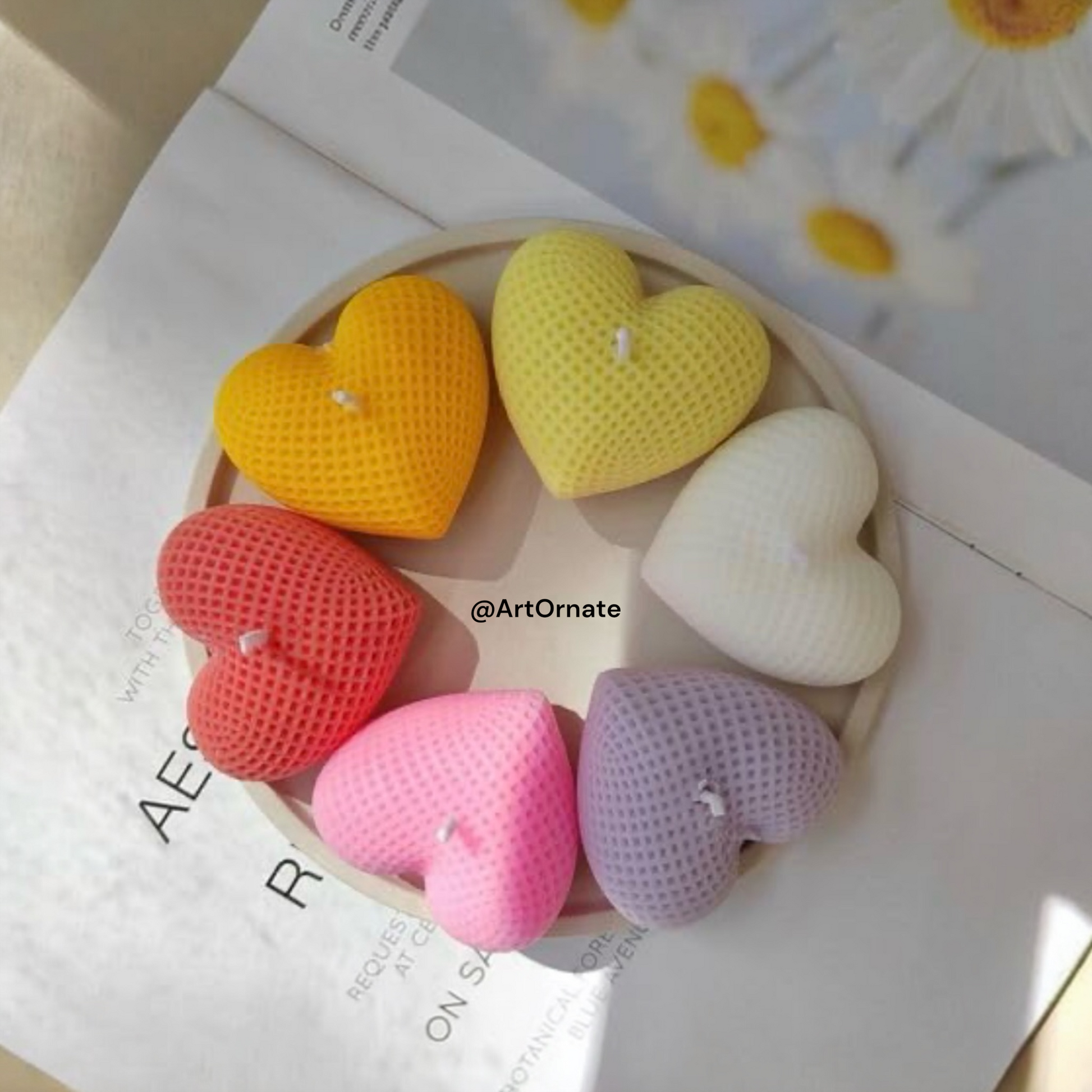 3D Heart Shaped Silicone Mold for Epoxy Resin and Candle Making – Durable White Silicone Mould for Pillar Candles available at ArtOrnate Ahmedabad