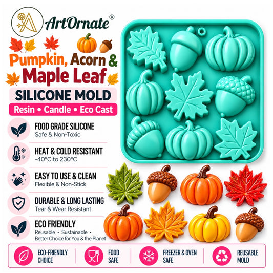 Pumpkin Acorn & Maple Leaf Silicone Mould