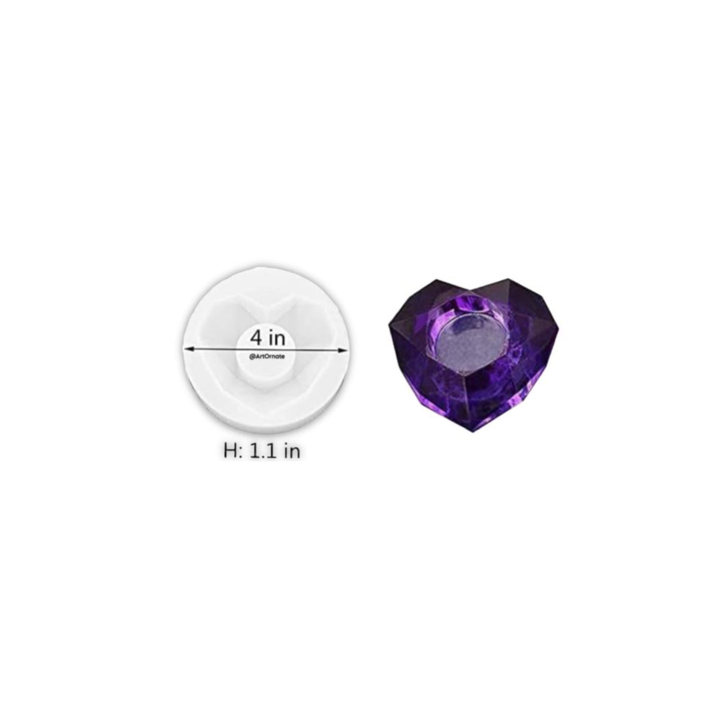 Diamond Heart Tea Light Candle Holder Silicone Mould