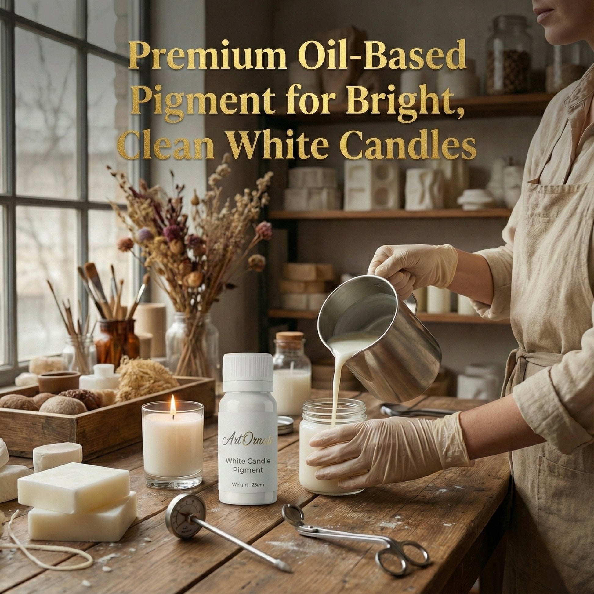 Buy ArtOrnate premium white candle colorant liquid for DIY candle making; best price epoxy resin and candle raw materials online at www.artornate.com.